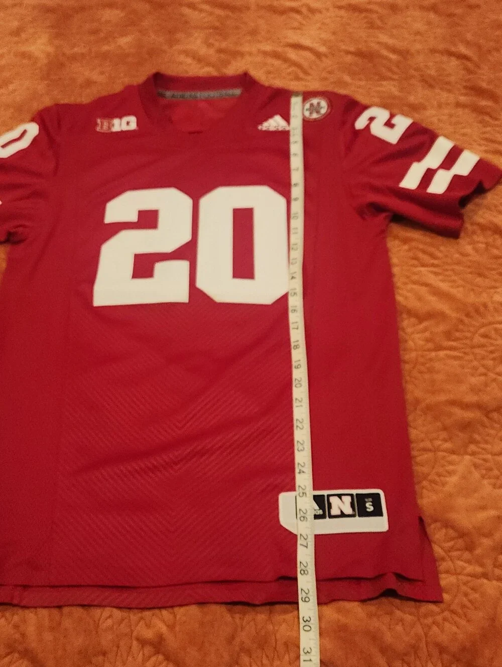 Nebraska Cornhuskers Adidas Big10 Jersey sz Small #20 Huskers Big Ten Football